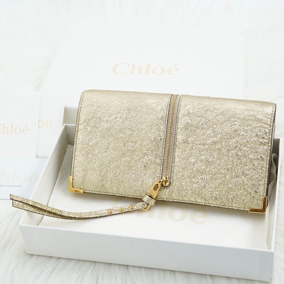 新品未使用品　箱付き　Chloe クロエ　長財布　レザー　ベルト　ゴールド