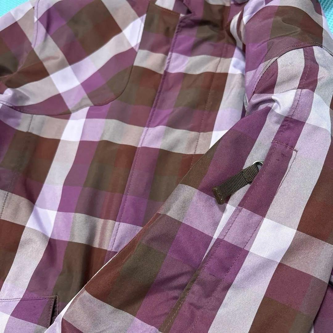 Patagonia フード付きジャケット 紫茶チェック　マウンテンパーカー