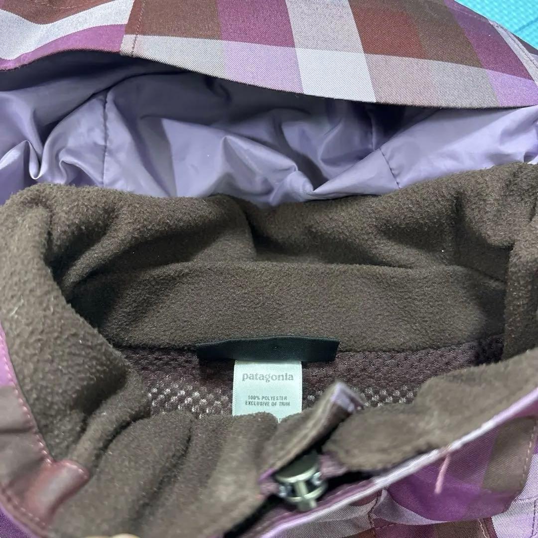 Patagonia フード付きジャケット 紫茶チェック　マウンテンパーカー