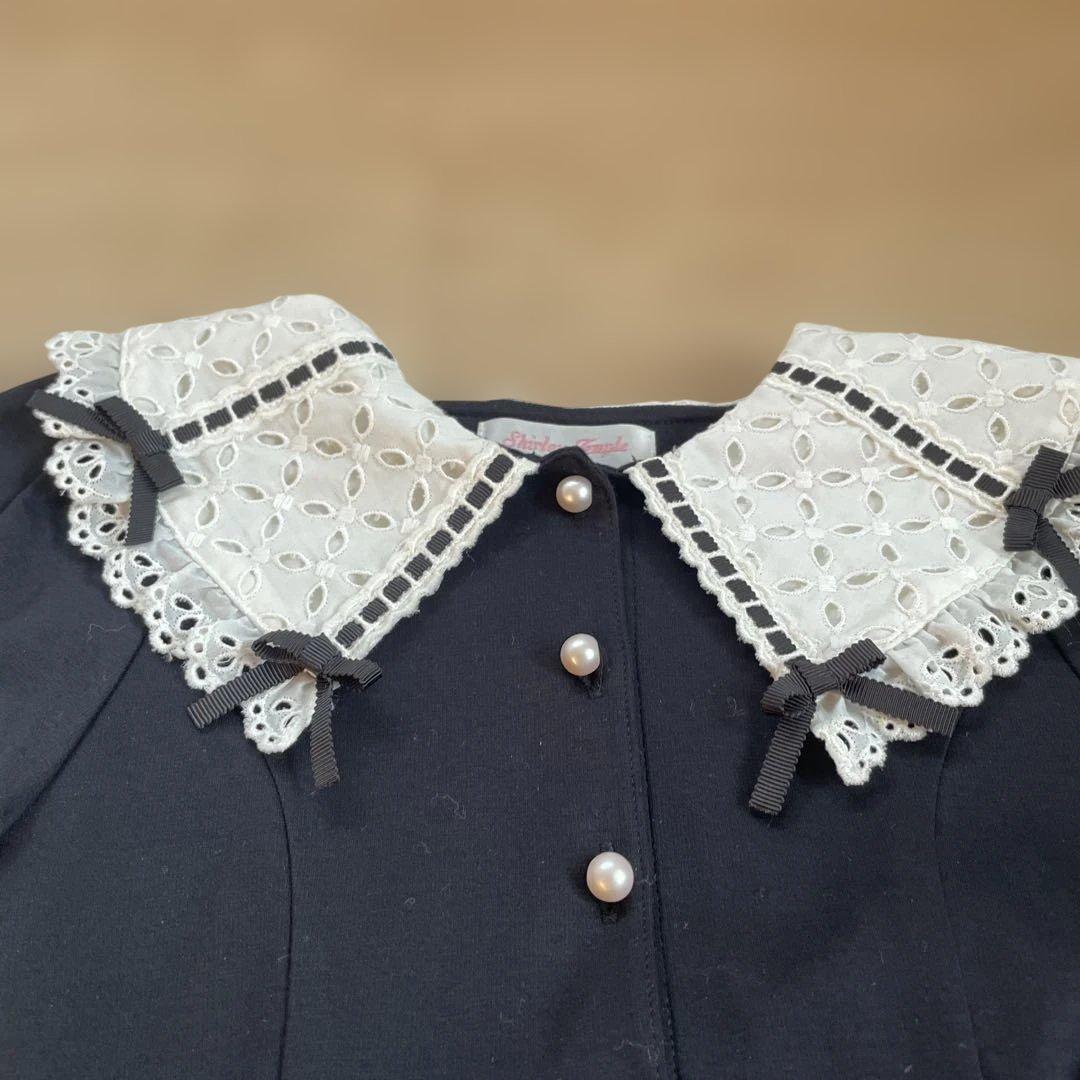 Shirley Temple 黒いフリル付きドレス 120cm