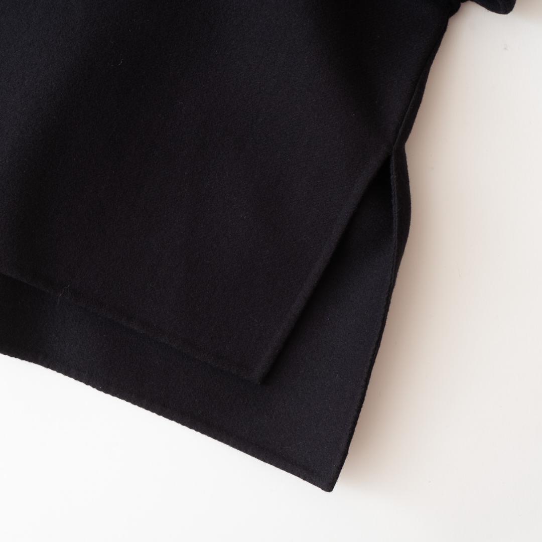 美品 ADORE アドーア ウール混 ノーカラーケープコート 黒 36