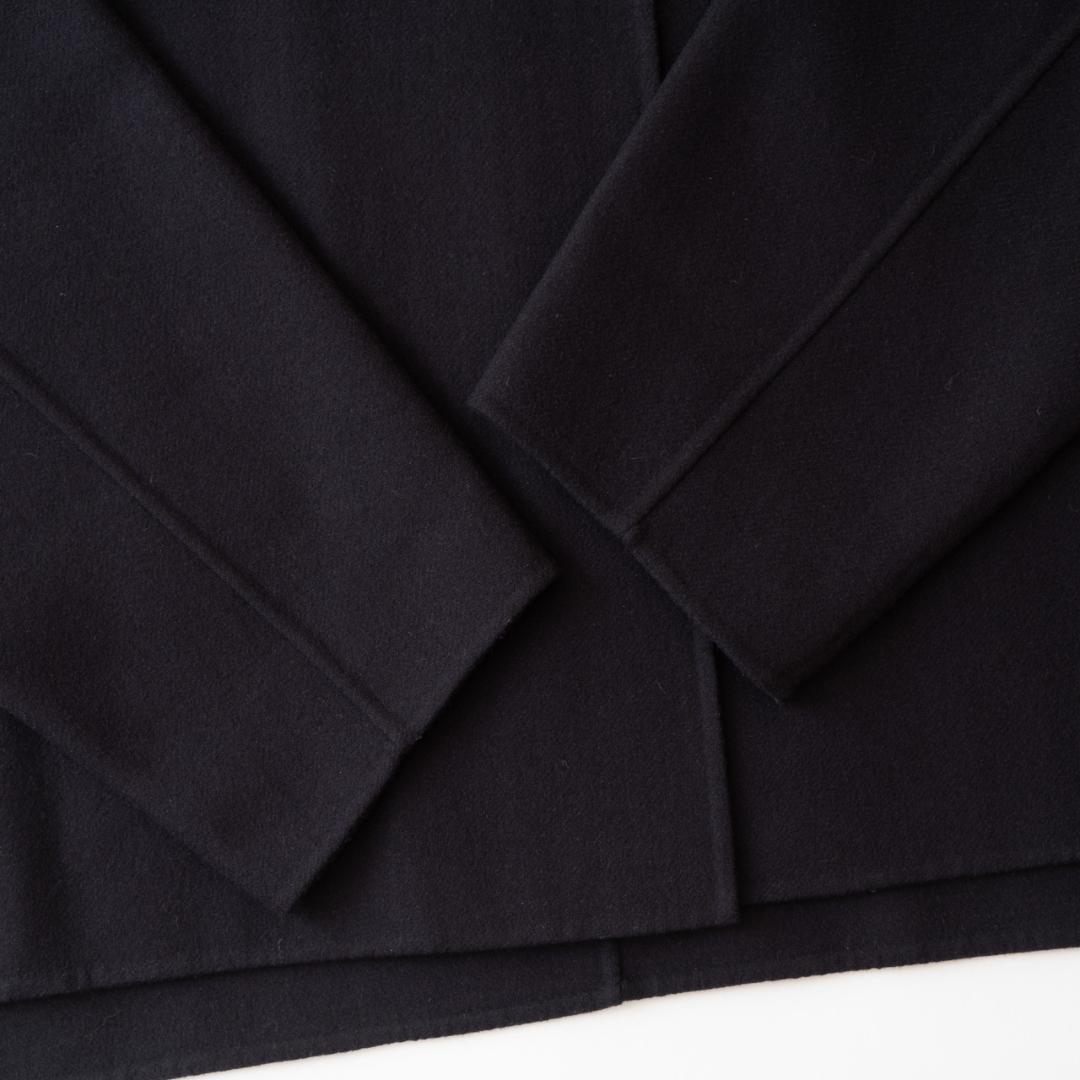 美品 ADORE アドーア ウール混 ノーカラーケープコート 黒 36