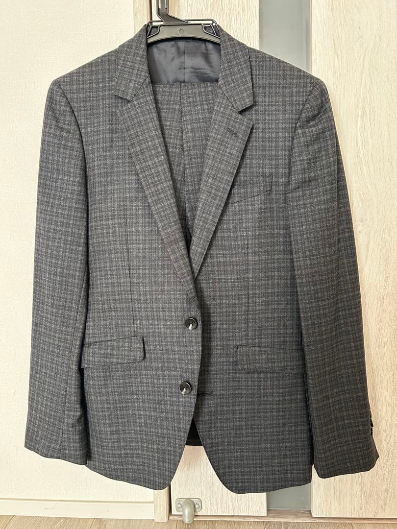 グレー系チェック柄 ビジネススーツ 2つボタン