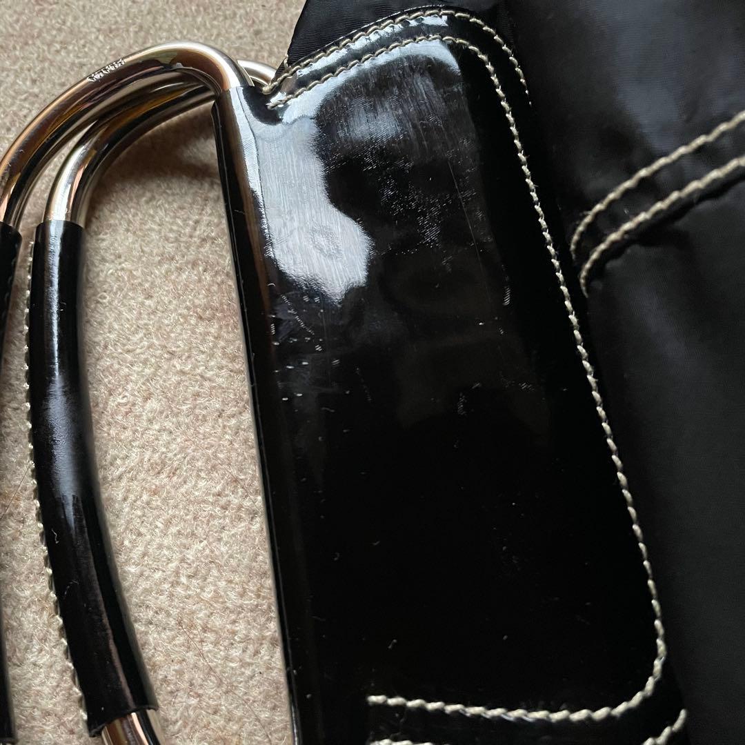 PRADA プラダ ボストンバック ハンドバッグbag 黒 エナメル