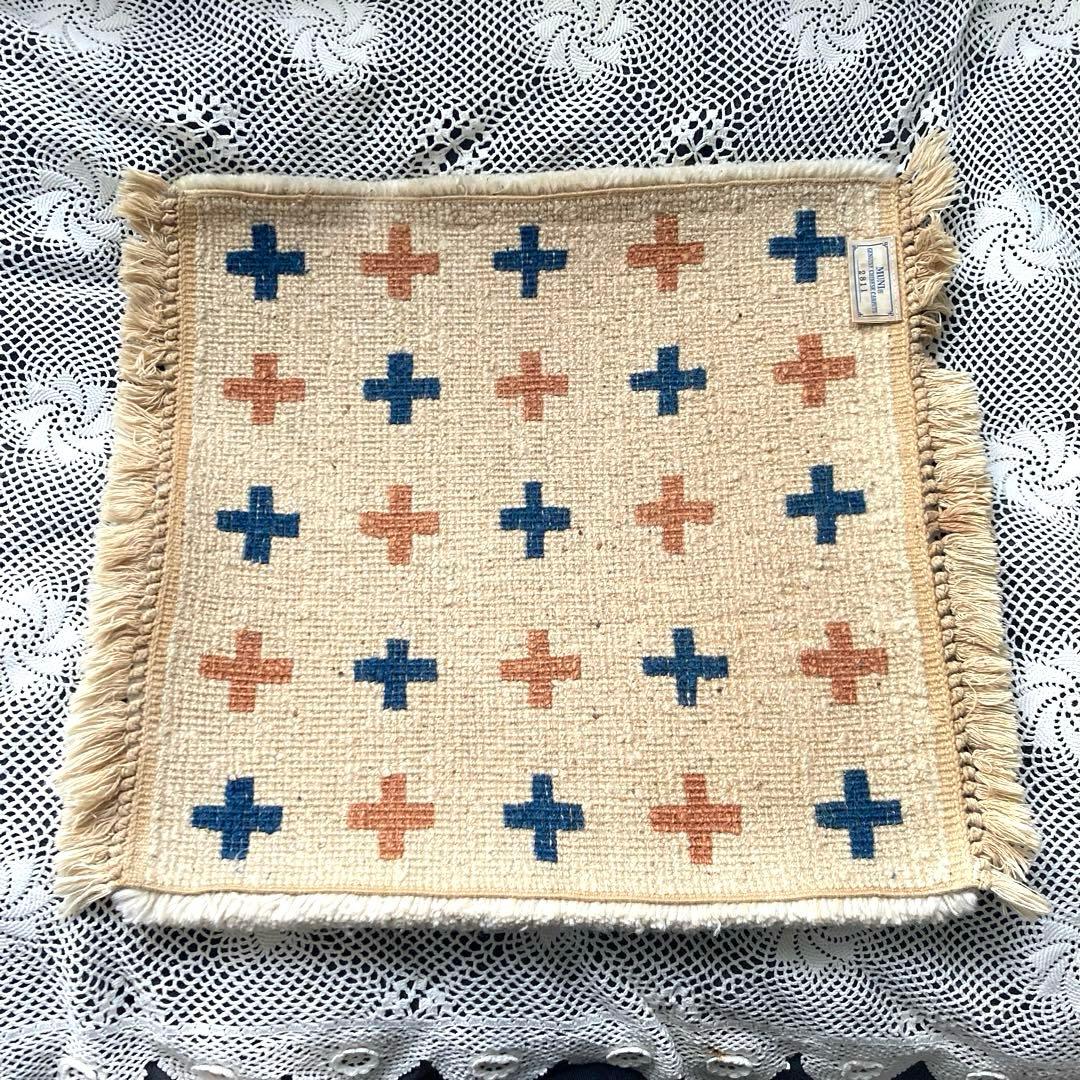 MUNI 十字模様 フリンジ付きチェアラグ5枚セット バラ売り不可