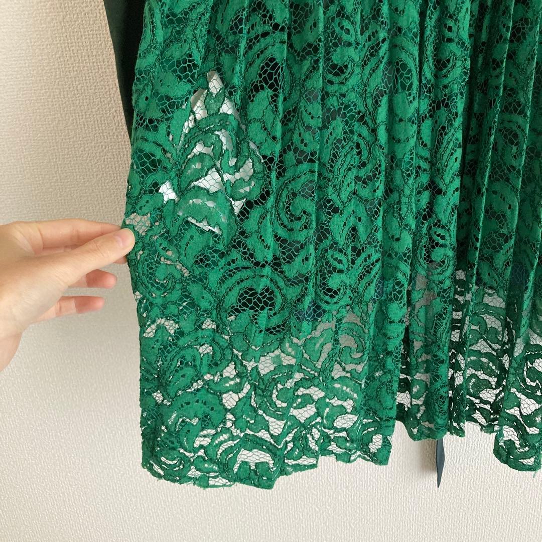 【ほぼ新品】2 M サイズ sacai ダークグリーン レース付き長袖シャツ