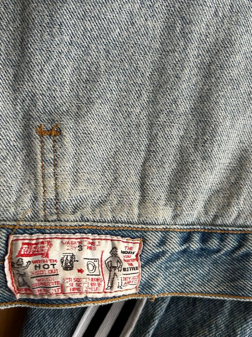 希少　イタリア製　RIFLE ストライプラインスリーブ　デニムジャケット　L