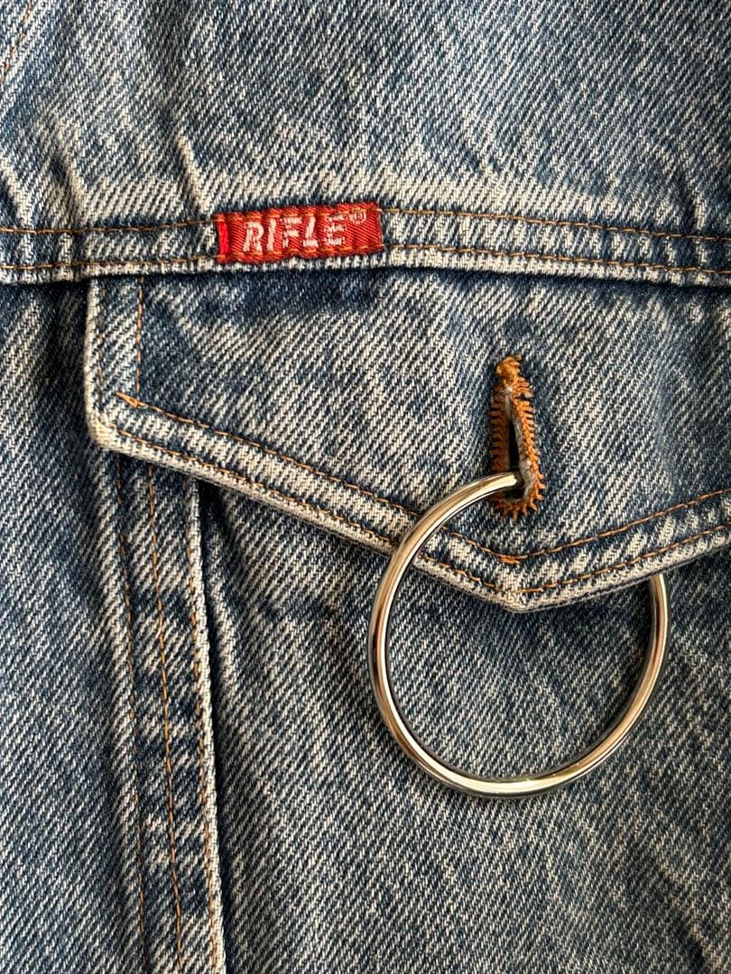 希少　イタリア製　RIFLE ストライプラインスリーブ　デニムジャケット　L