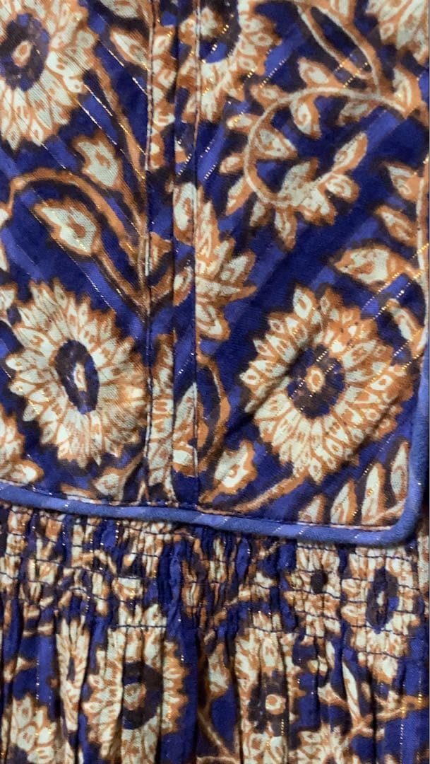 ne Quittez pas 花柄ロングワンピース 長袖 Vネック　Sサイズ