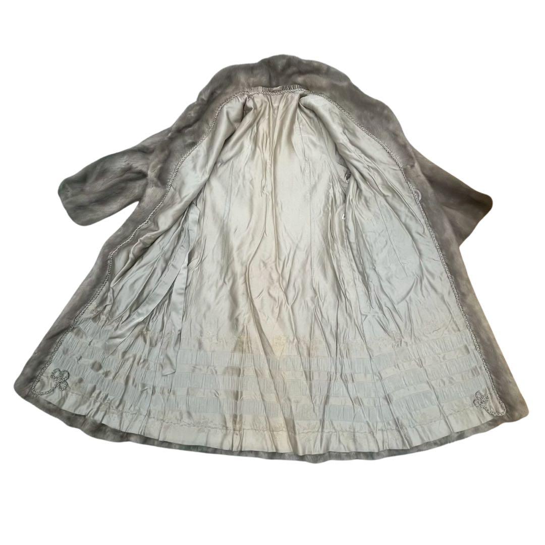 リアルファーコート サイズ6 ベージュ系グレージュ（ベージュ寄りのグレー）