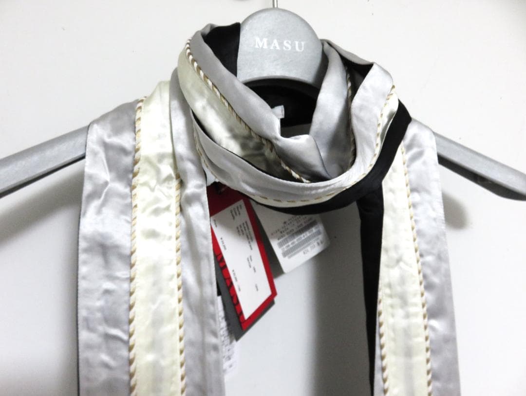 定価2.4万 新品 MASU SUKA LONG SCARF シルバー ストール