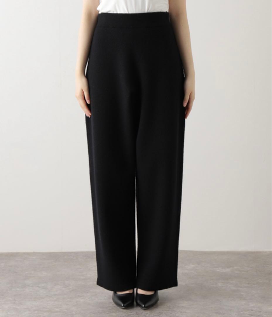 EDIT FOR LULU ハイウエストカーブニットパンツ ブラック