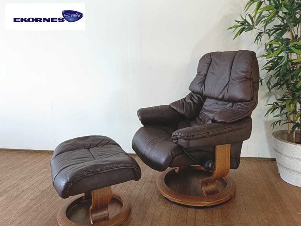 シンタロウ　エコーネス　レノ　クラシックM　ストレスレスチェア　本革　美品