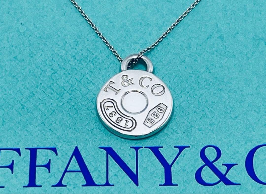 c778 美品　ティファニー　ラウンド　タグ　サークル　ネックレス　925