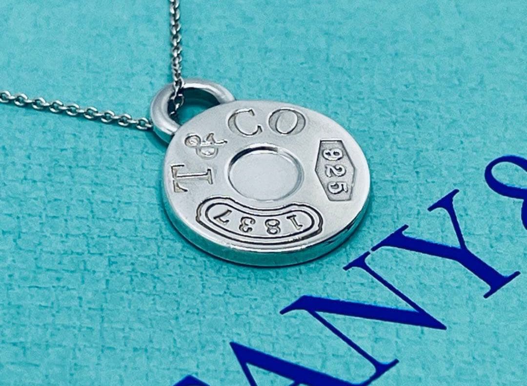 c778 美品　ティファニー　ラウンド　タグ　サークル　ネックレス　925
