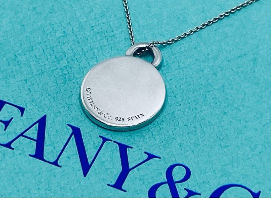 c778 美品　ティファニー　ラウンド　タグ　サークル　ネックレス　925