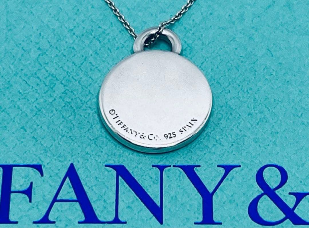c778 美品　ティファニー　ラウンド　タグ　サークル　ネックレス　925