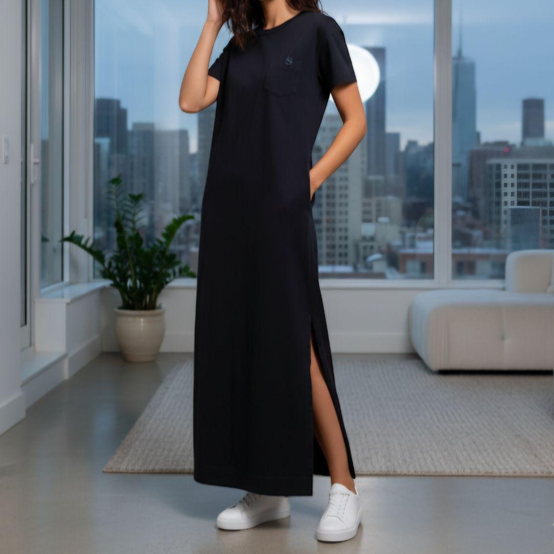 美品/24年モデル☆サカイ　コットンジャージードレス　半袖　ロング　刺繍