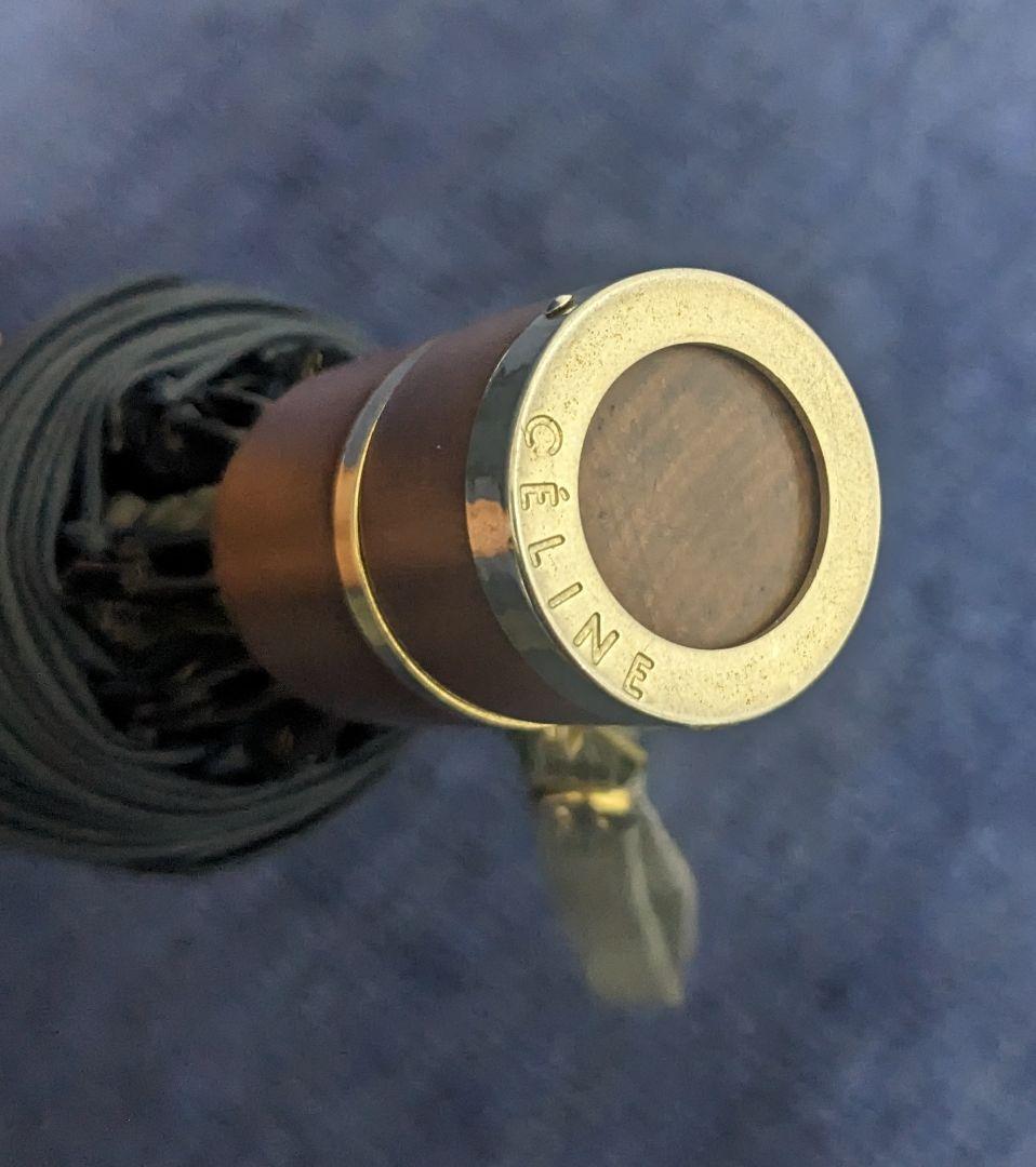 美品 日傘 セリーヌ グレー柄に白レース