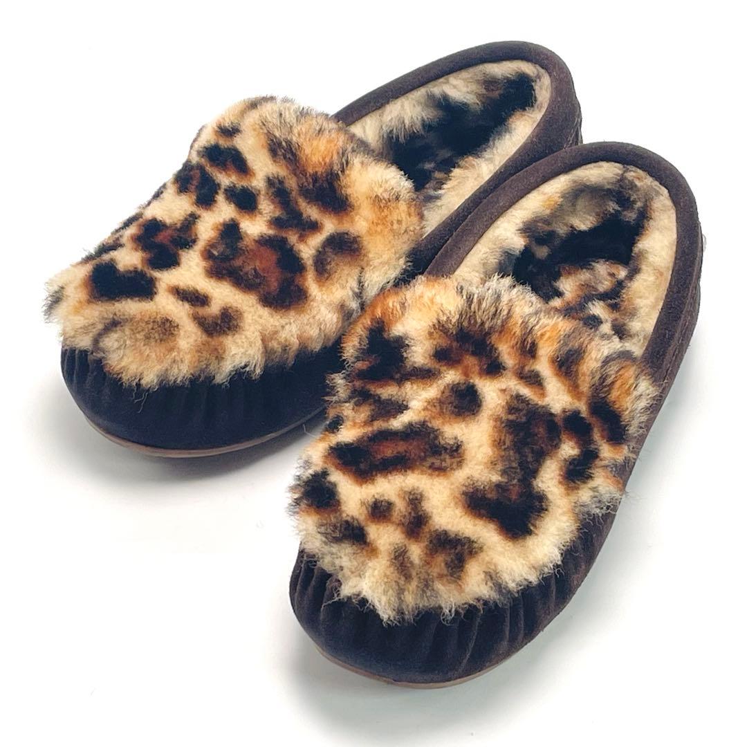 最終価格 別注 EMU エミュ レオパード ファー モカシン スリッポン