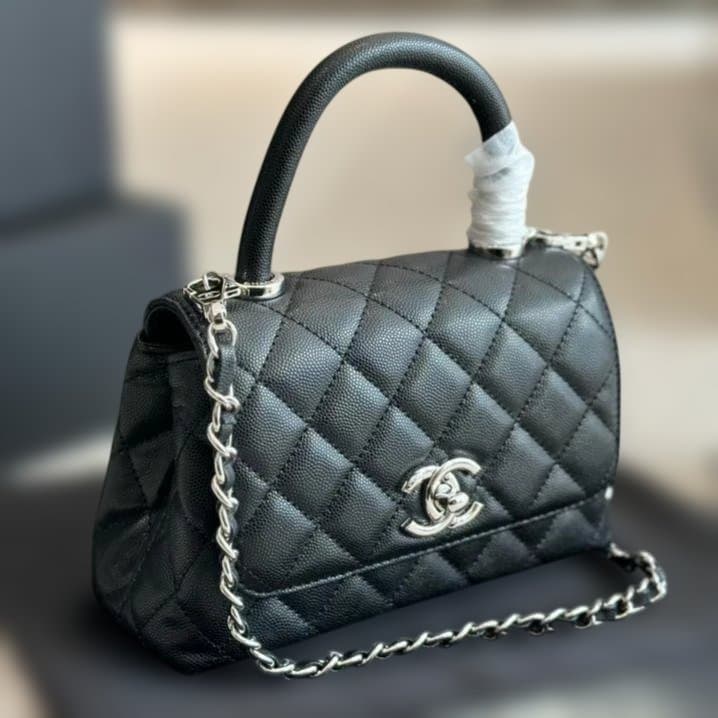 coco handle ブラック キルティング ショルダーバッグ