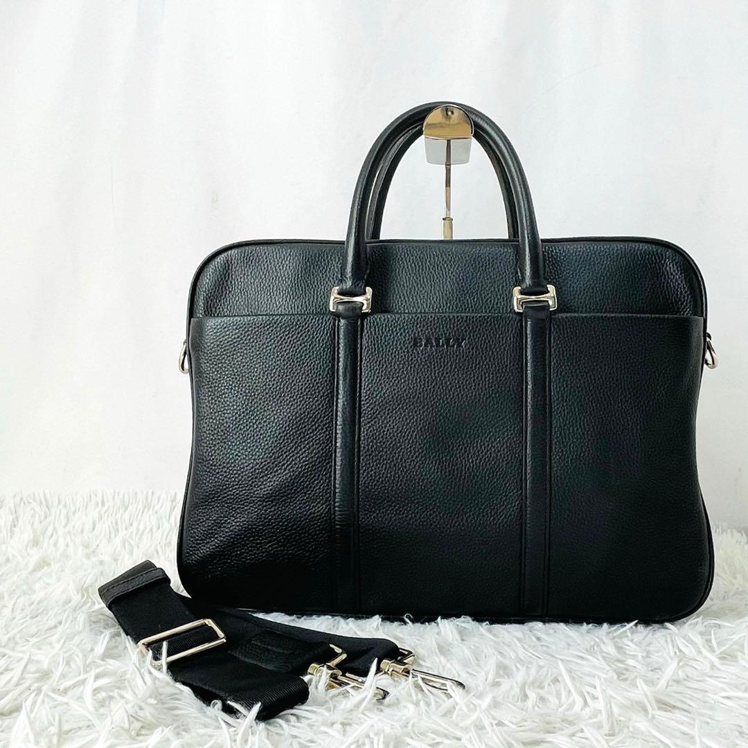 【現行近】BALLY MALESO 2WAY ブリーフケース シボ革　ブラック