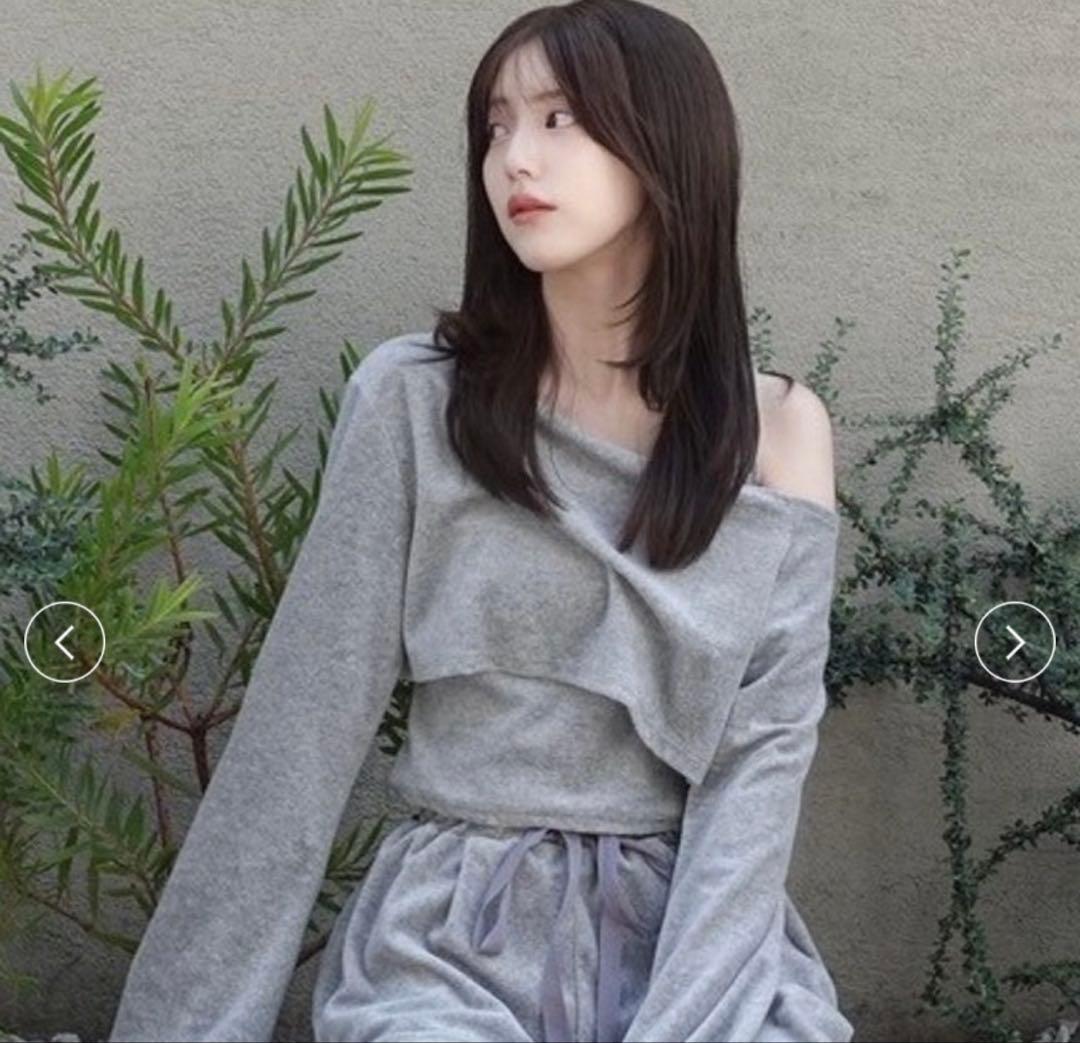 完売品 2026ssフレイアイディー クラッシュベロアレイヤードカットソー