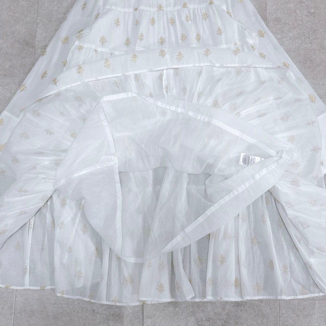 新品タグ付✨ヌキテパ コットンボイルホイルプリントティアードチュニック ホワイト