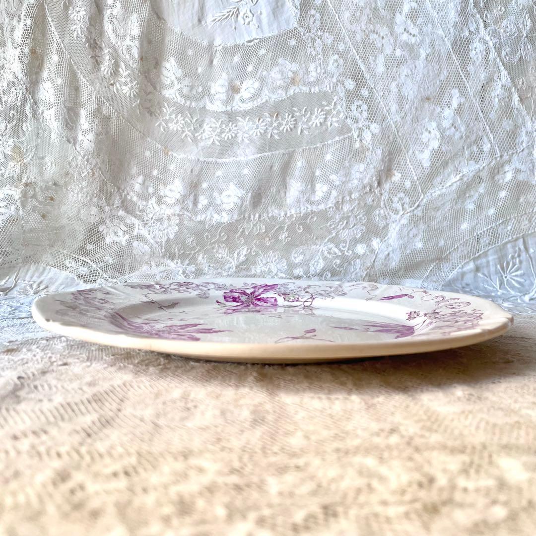 【レア】GIENジアン　REGENCE プレート　平皿　紫　フランスアンティーク