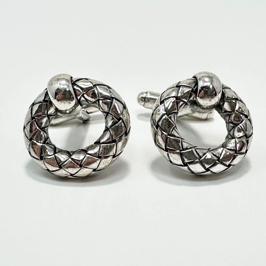 希少　ボッテガヴェネタ　イントレチャート　シルバー925 カフス　カフリンクス
