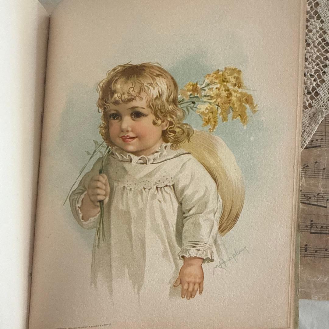 稀少1888年アンティーク美しい挿絵の絵本　洋書　古書ジャンクジャーナル額装にも
