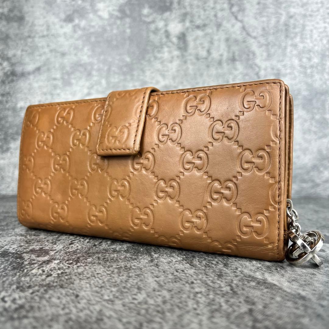GUCCI シマレザー GG柄 長財布 インターロッキングチャーム