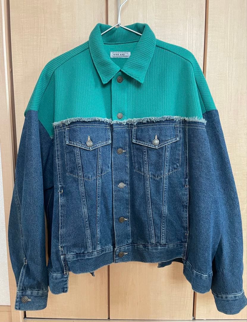 ニコアンド リメイク風モンスターGジャン グリーン インディゴ