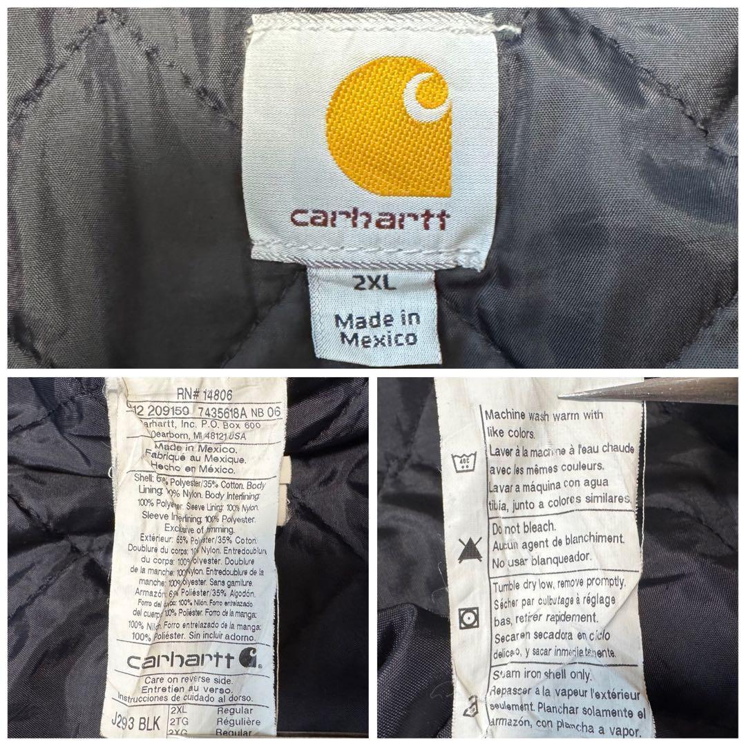希少2XL★Carhartt カーハート カバーオールブルゾン 金ボタン 黒