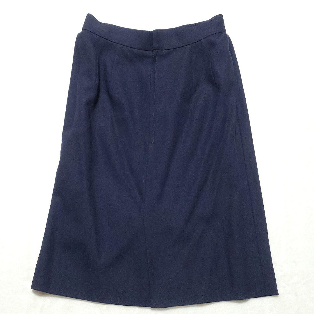 美品♡Dior　スカートスーツセットアップ ノーカラー ウール 大きいサイズ 紺