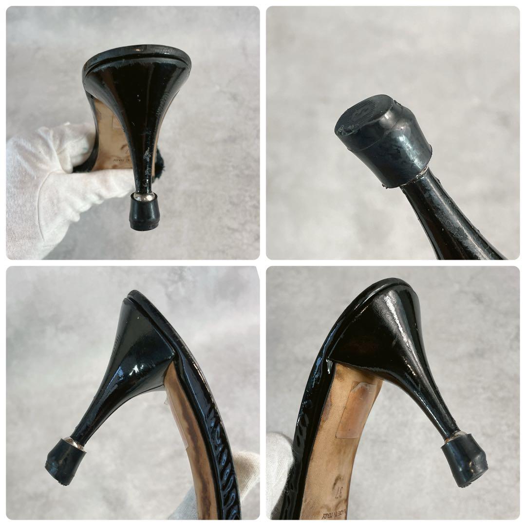 靴 Vintage Chanel Black Ruffle Heels 37