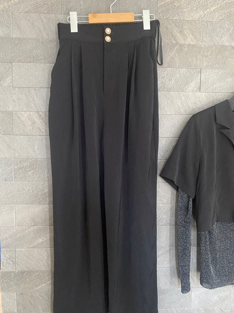 etoll. 3piecesジャケット＆パンツセットアップドレス ブラック