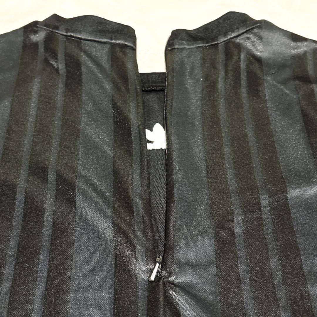 新品級 アディダス 2XL ボディスーツ 半袖 トレフォイル スリーライン 黒