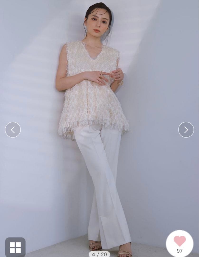 anuans ジャガードバルーンヘムブラウス