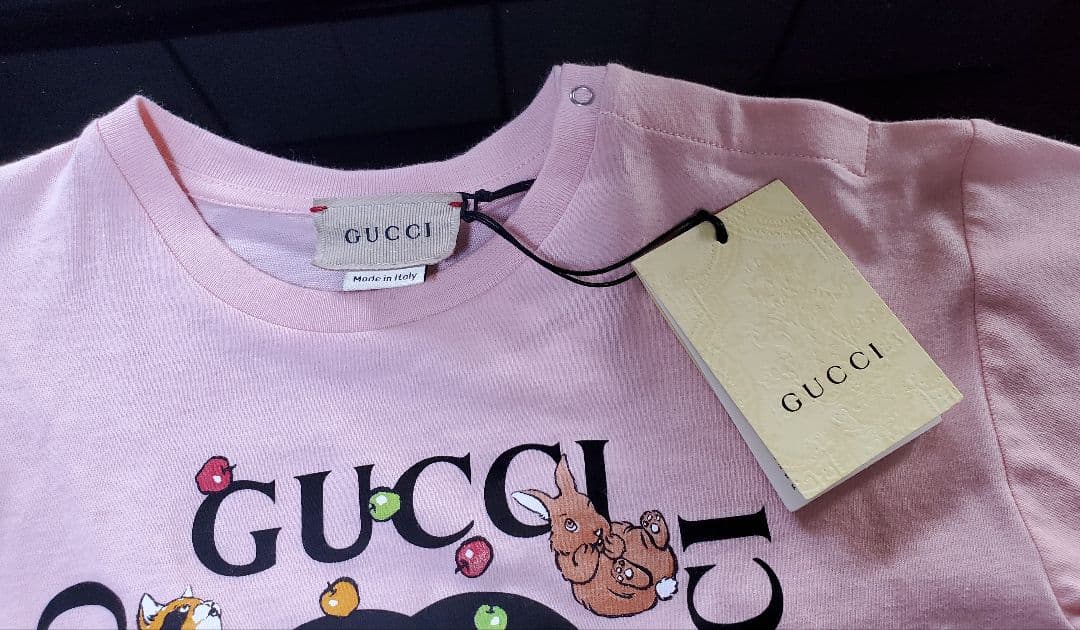 GUCCI BABY 正規品 動物プリント Tシャツ ピンク 100cm