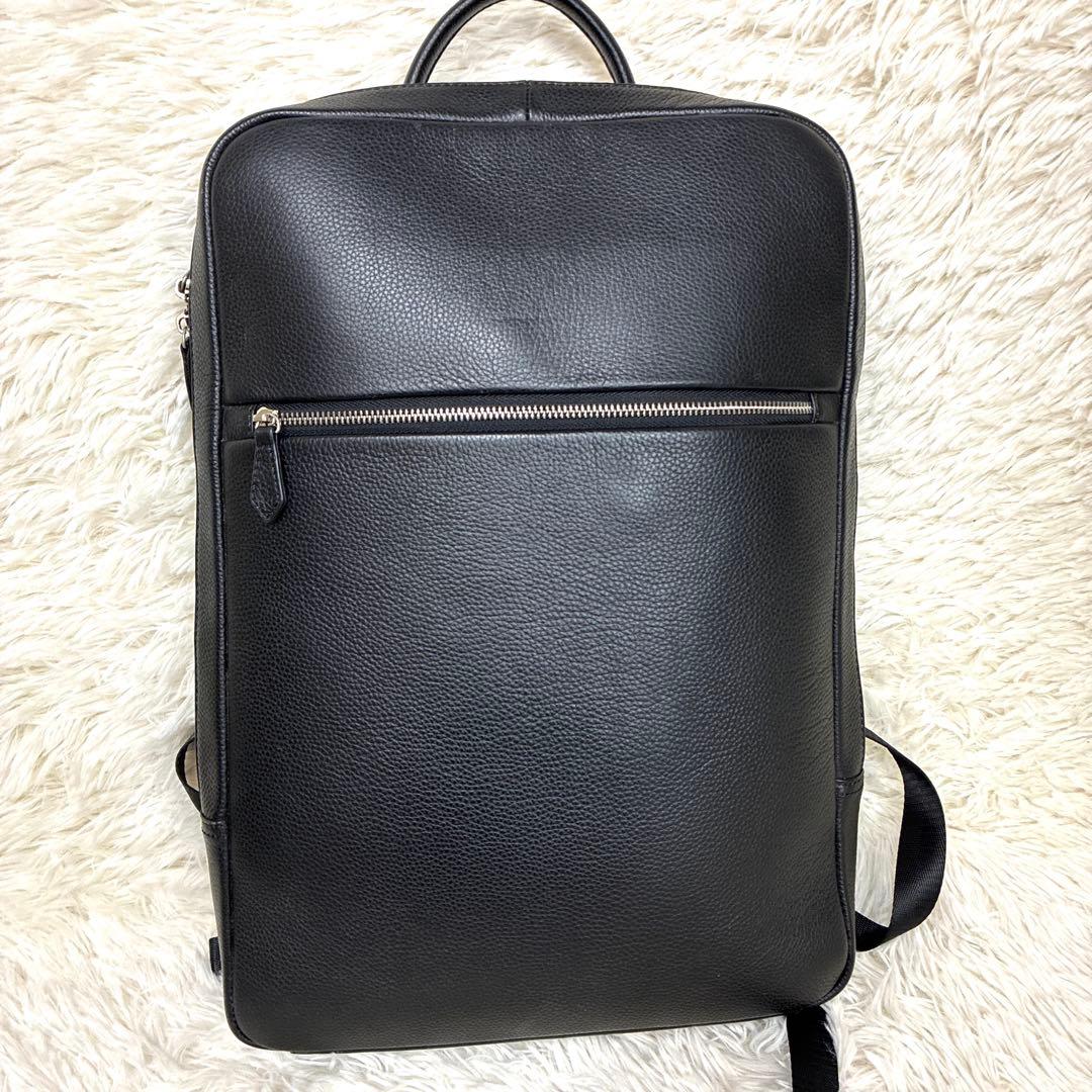 美品 MURA ムラ リュックサック レザー シボ革 肩掛け 黒 A4可 大容量