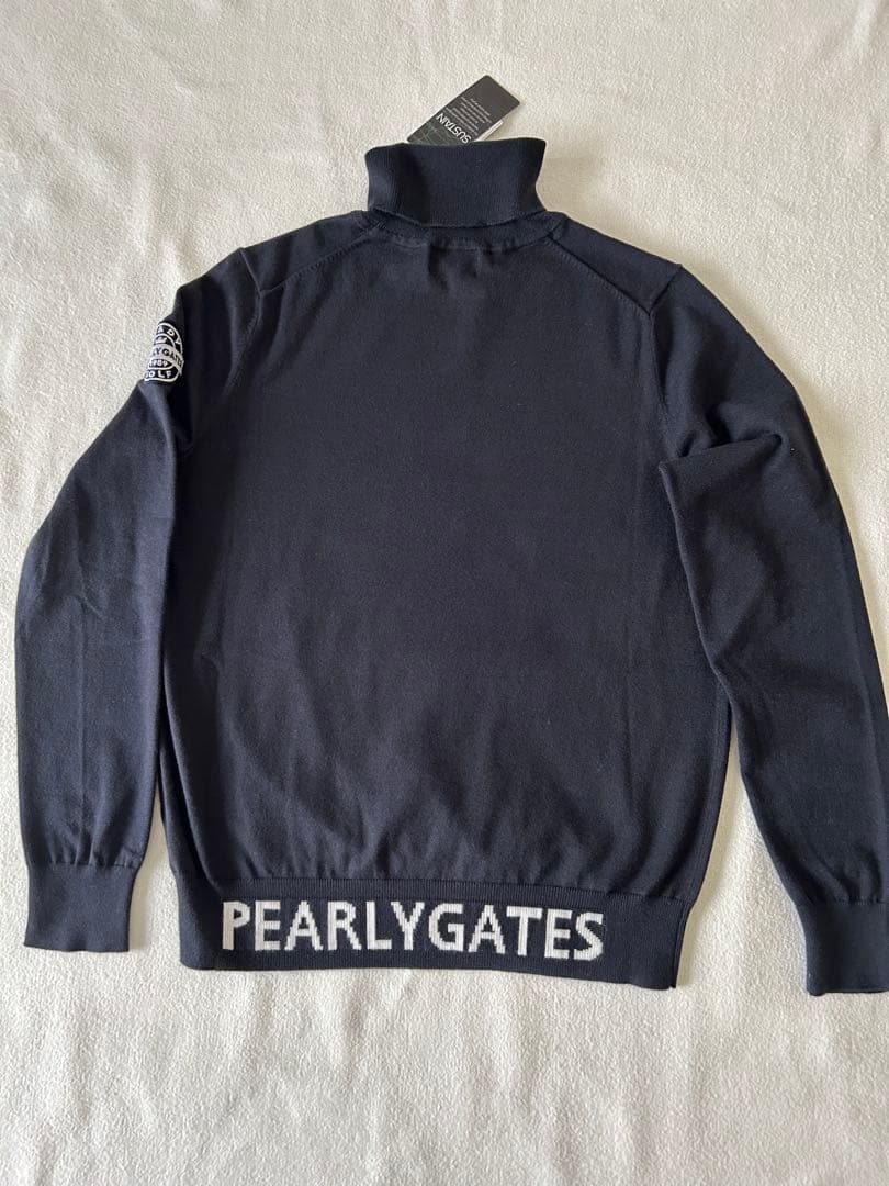 新品 パーリーゲイツ タートルネックニット セーター ネイビー濃紺