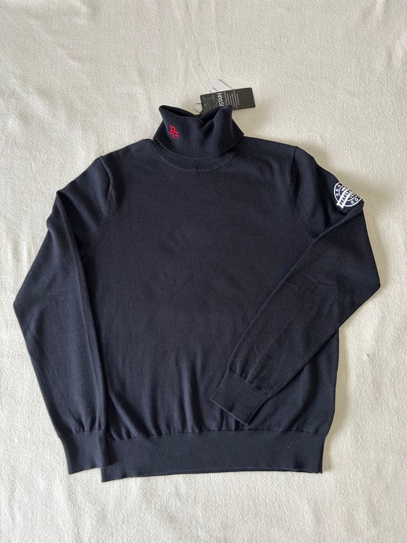 新品 パーリーゲイツ タートルネックニット セーター ネイビー濃紺