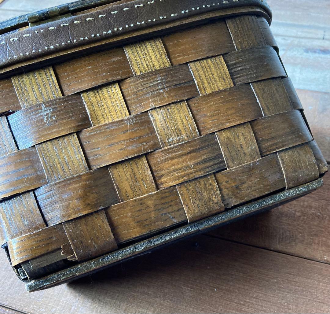 キノコ 木製バスケット　カゴバッグ