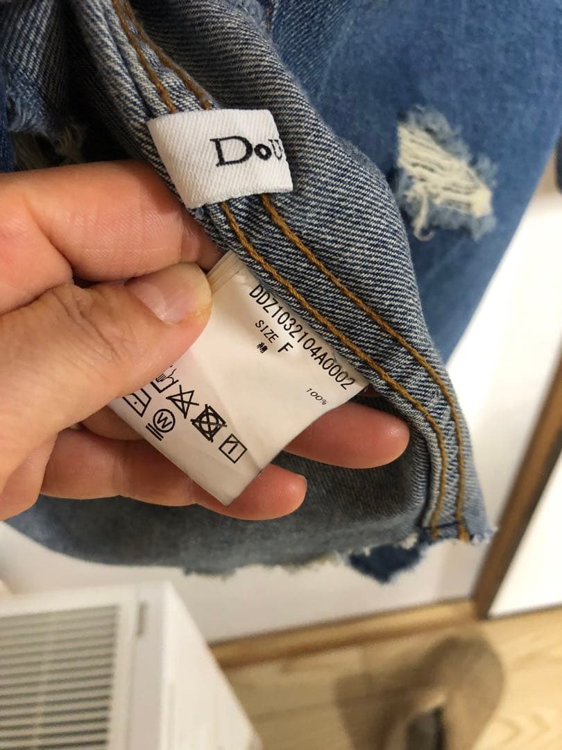 《美品》ドゥドゥ　人気カラー　ダメージデニムシャツ ブルー