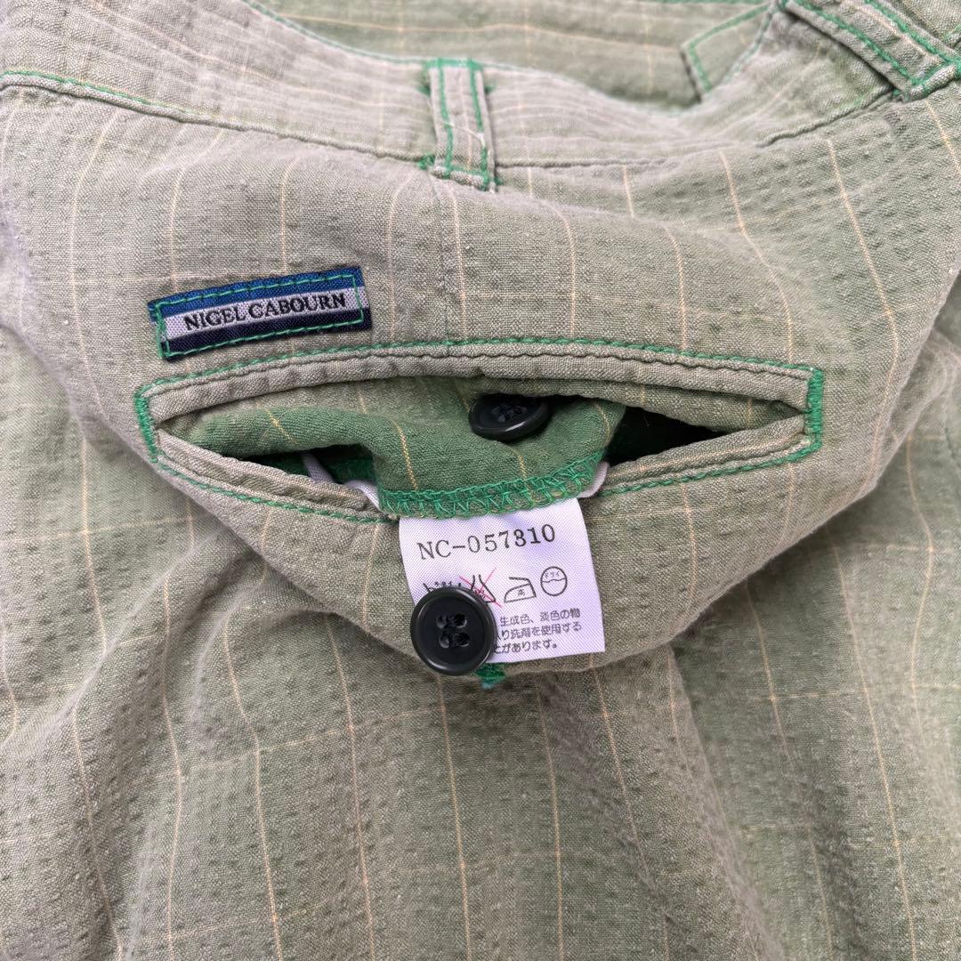 90s Nigel cabourn シアサッカー　フェード　コットンパンツ　ロゴ