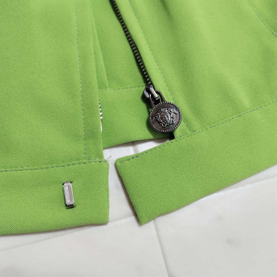 【VERSACE】ステンカラー ジャケット フロントファスナー 黄緑 ブランド