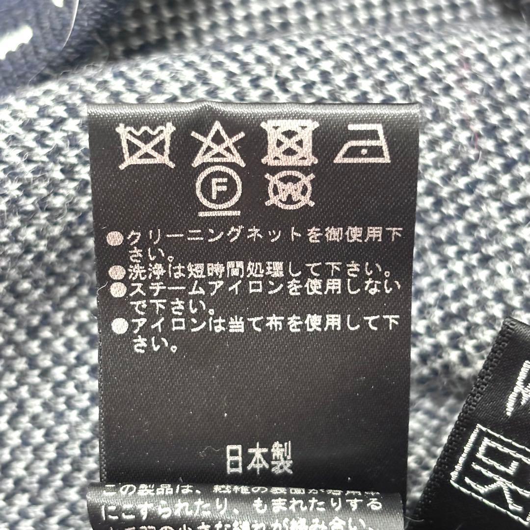 【大きいサイズ カシミヤ混】伊太利屋 モノグラム チュニック ラインストーン 紺