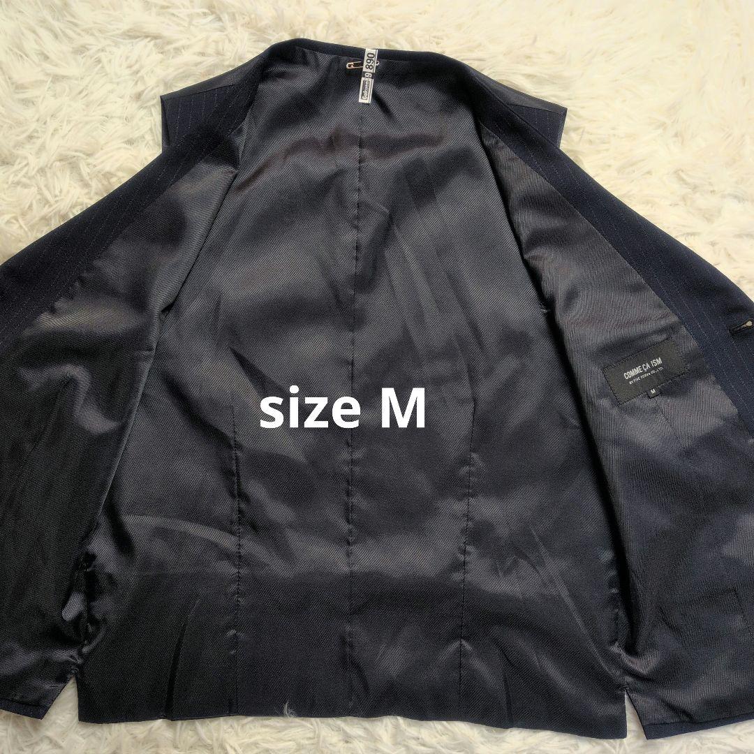 【コムサイズム✨3ピース✨S】スーツ セットアップ ストライプ 背抜き 夏用