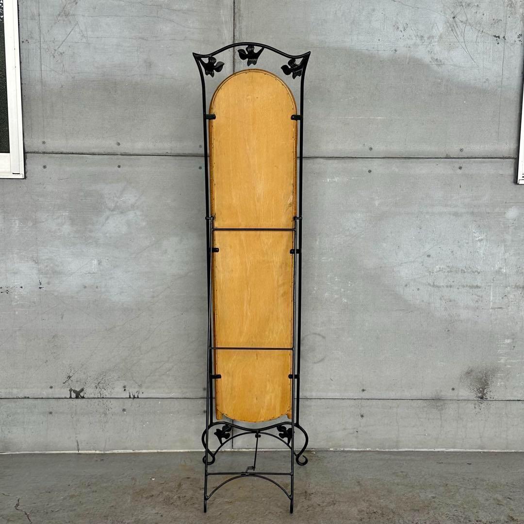 ✿レトロ✿可愛いアイアン装飾 ラタンフレーム 全身鏡 姿見 アンティーク調